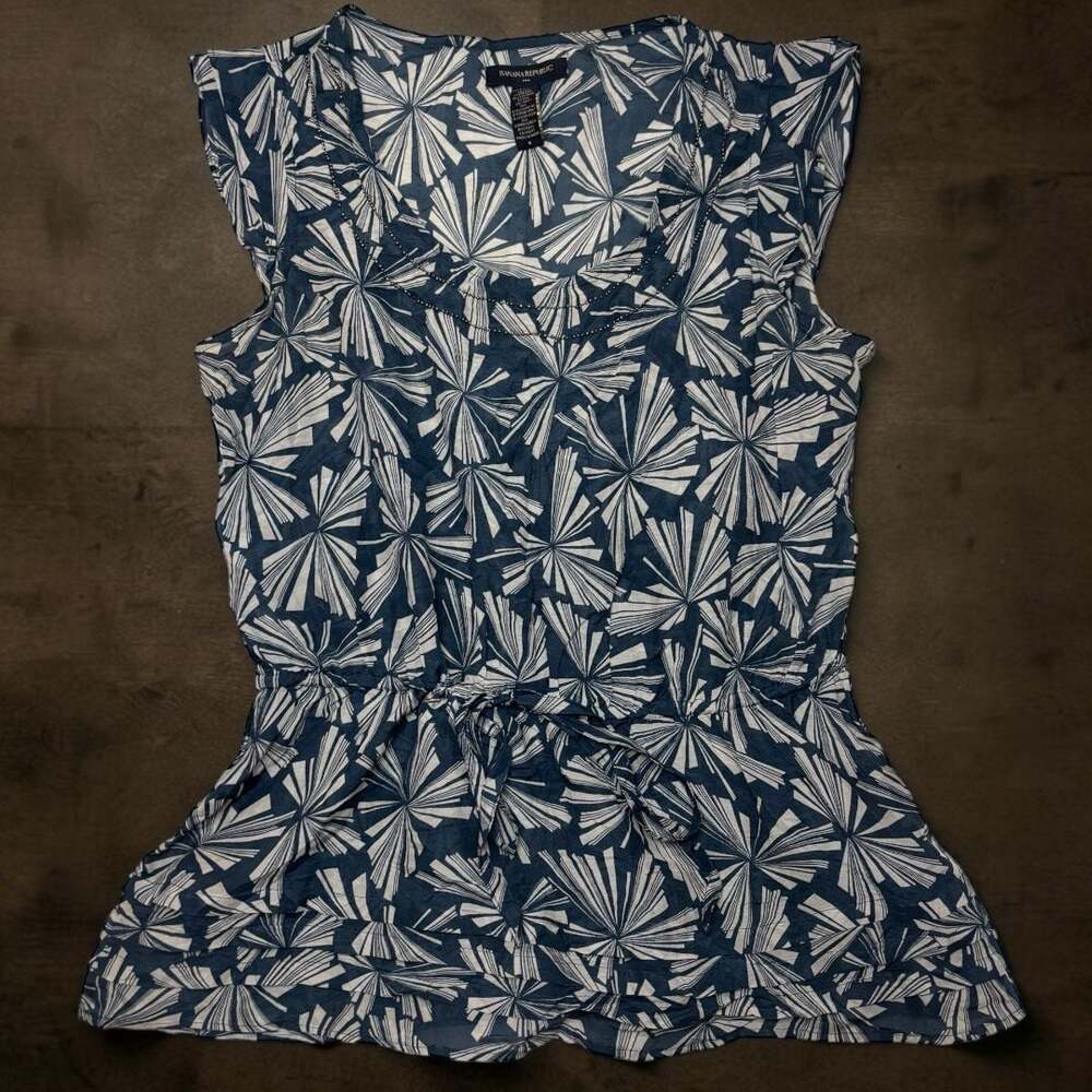 Banana Republic Women's Size S Silk Blend Floral Print Sleeveless Bead Blouse